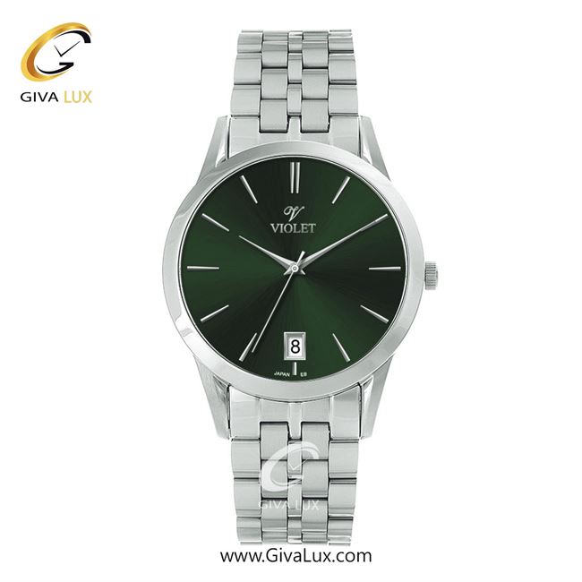 ساعت مچی اورجینال مردانه ویولت VIOLET نقره ای | نقره ای| سبز یشمی تیره| کد رفرنس 0640